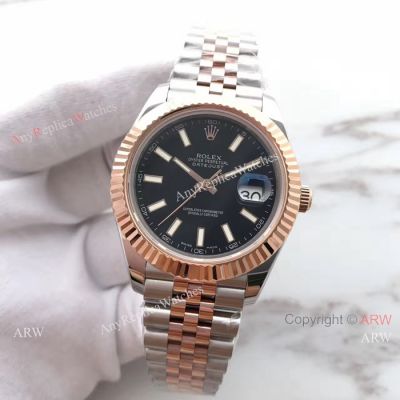 (EW) Replica Rolex Datejust II 41mm 2-Tone Rose gold Jubilee Black Watch ETA3255